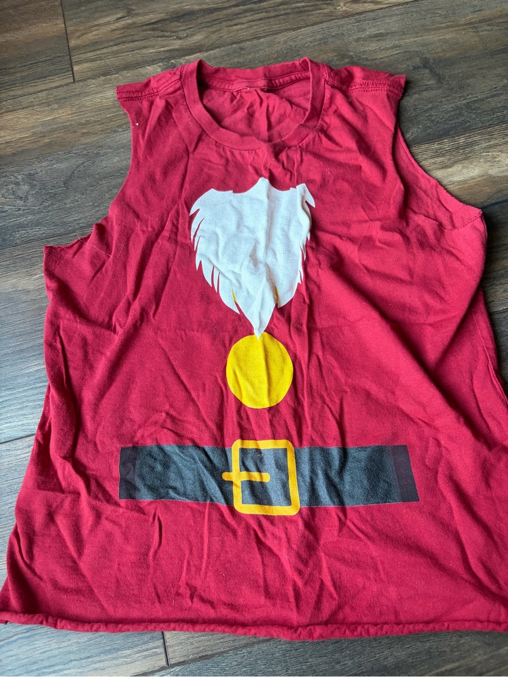 Kids Red Holiday Graphic Muscle Tee - Santa Belt Design